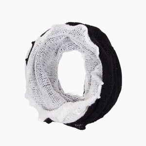 Infinity Knit Scarf, Black/White Two Toned